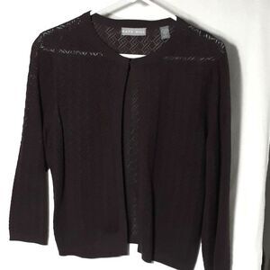 Kate Hill sweater silk cotton cashmere cardigan brown large l
